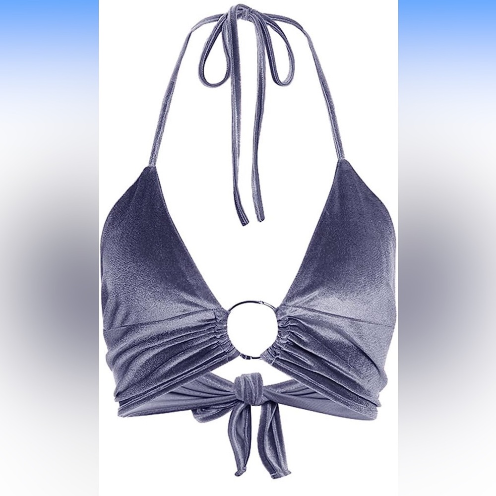 Dark Gray Velvet Halter Top